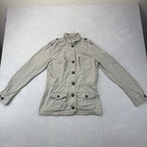 H&M L.O.G.G Utility Jacket Womens US 8 Beige Safari Military Coat